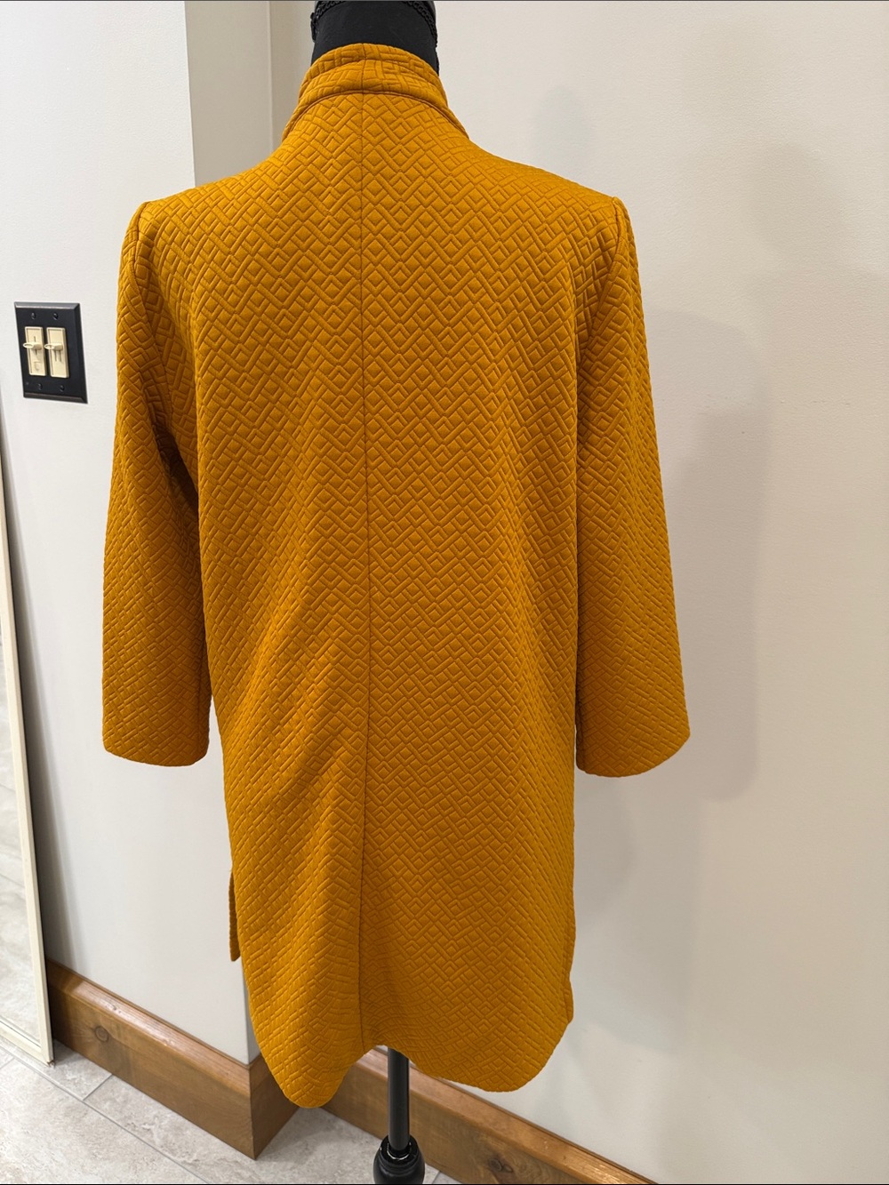 NYCC New York Clothing Co Mustard Yellow quilted open front Cardigan Jacket S - Picture 4 of 5